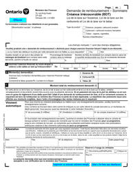 Forme 0548F Demande De Remboursement - Sommaire Creance Irrecouvrable (Bdt) - Ontario, Canada (French), Page 2