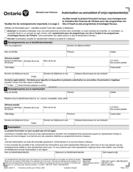 Forme 9966F Autorisation Ou Annulation D&#039;un(E) Representant(E) - Ontario, Canada (French)