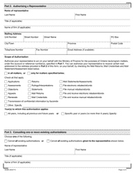Form 0009E Authorizing or Cancelling a Representative - Ontario, Canada, Page 2