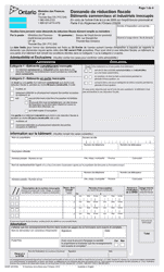 Forme 0258F Demande De Reduction Fiscale Batiments Commerciaux Et Industriels Inoccupes - Ontario, Canada (French)