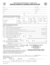 Document preview: Form WR-0142 Miscellaneous Licenses Application - Tennessee