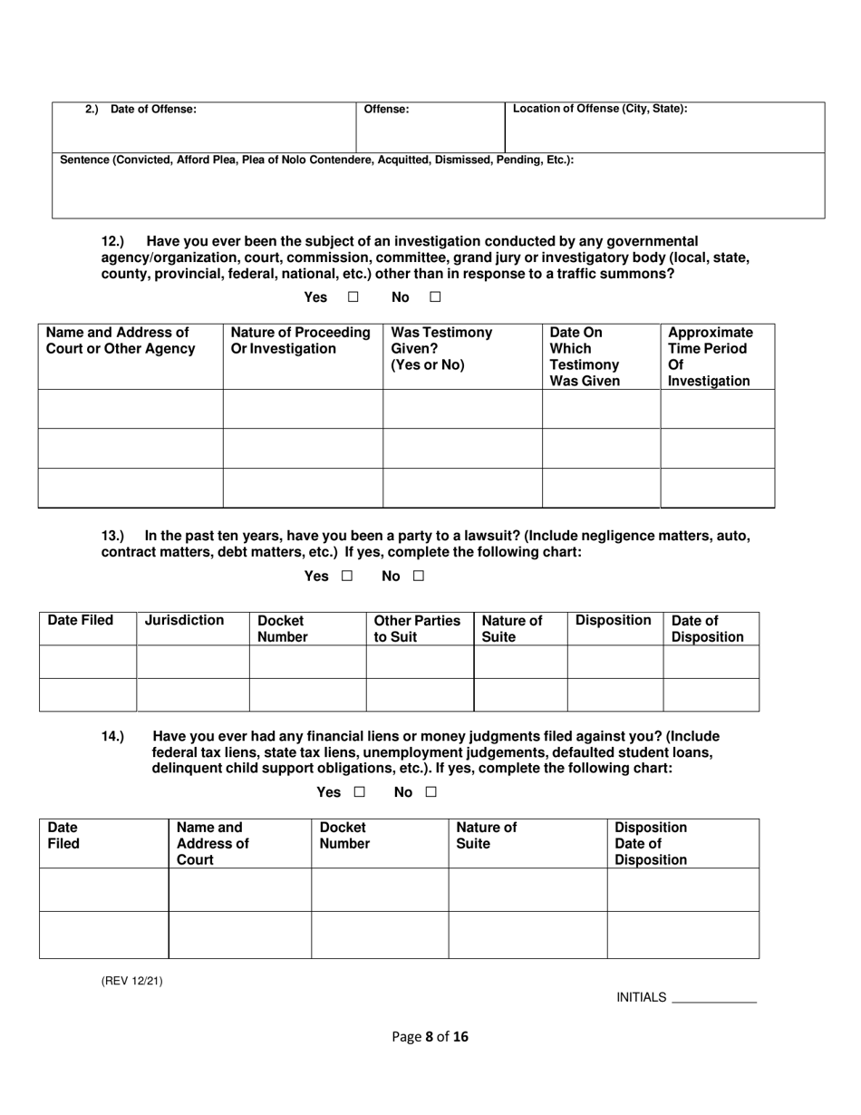 Operations Employee Application - Rhode Island, Page 8