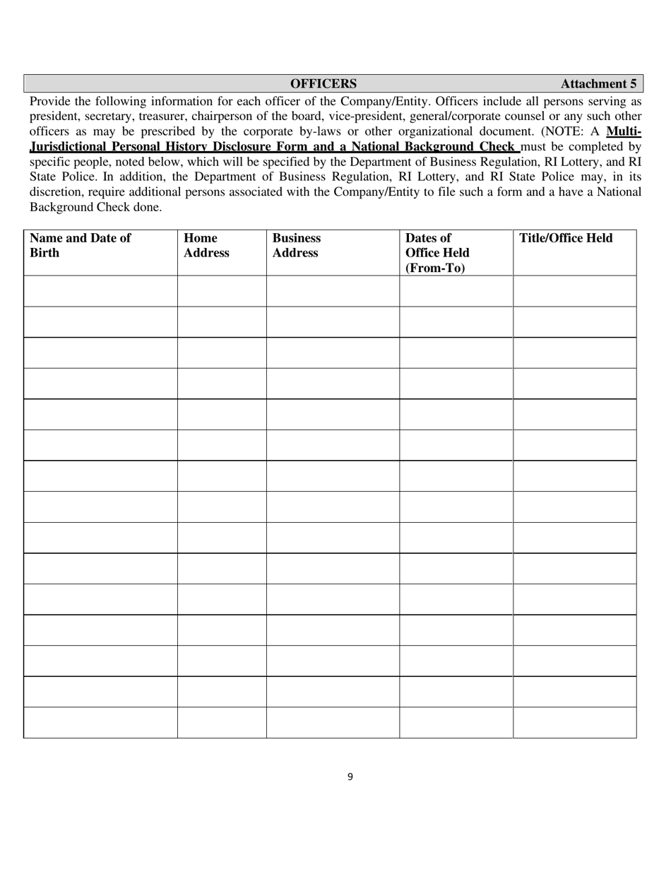 Gaming Vendor Application - Rhode Island, Page 9