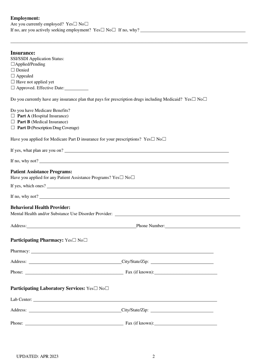 South Dakota Indigent Medication Program New Application - South Dakota, Page 2