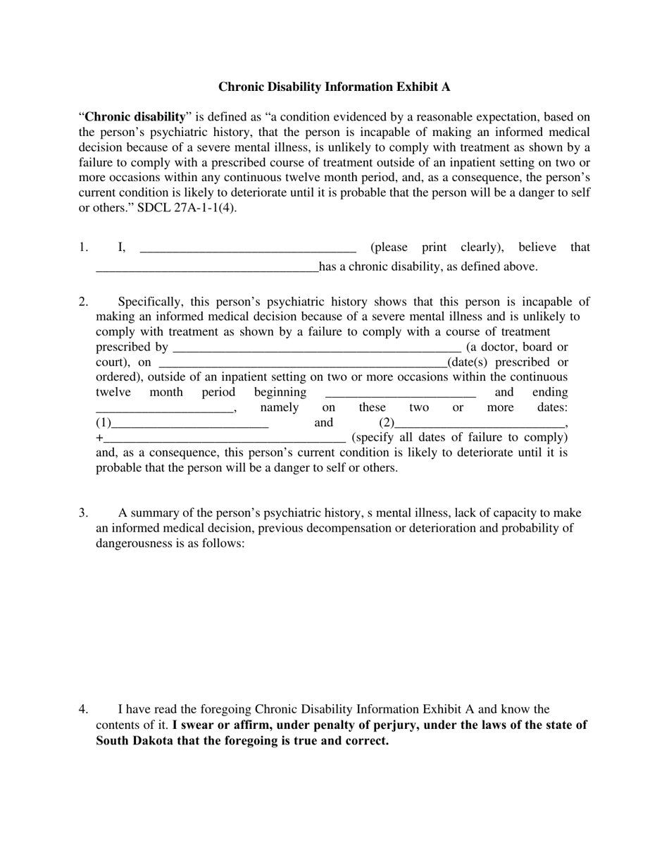 Exhibit A Chronic Disability Information - South Dakota, Page 1