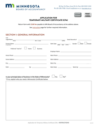 Application for Temporary Military Certificate (CPA) - Minnesota, Page 2