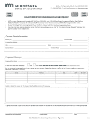 Document preview: Sole Proprietor Firm Name Change Request - Minnesota