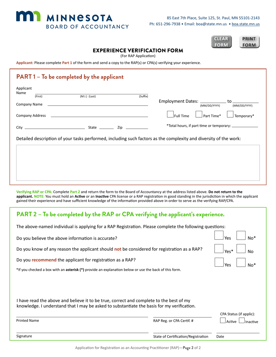 Application for Minnesota Registered Accounting Practitioner (Rap) Registration - Minnesota, Page 3