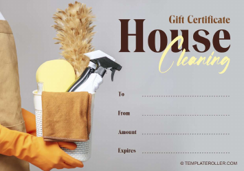 Document preview: House Cleaning Gift Certificate - Grey