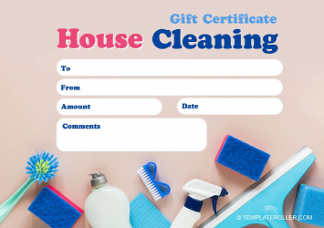 Document preview: House Cleaning Gift Certificate - Beige