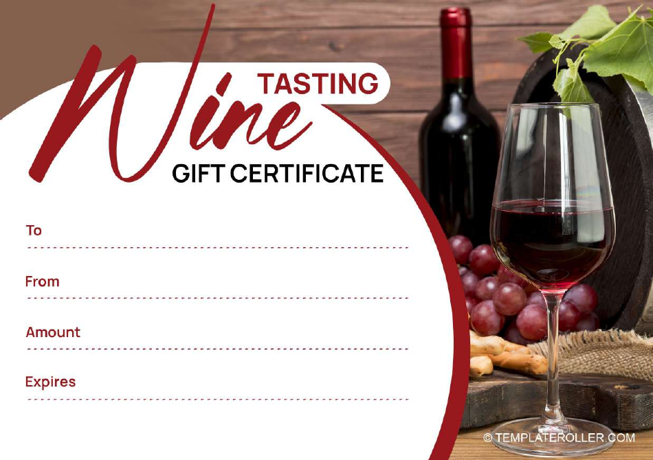 Wine Tasting Gift Certificate Preview