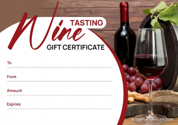 Document preview: Wine Tasting Gift Certificate - Red Wine