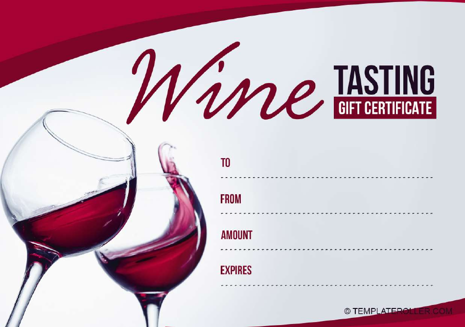 Wine Tasting Gift Certificate with Two Glasses