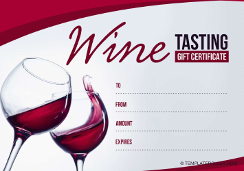 Document preview: Wine Tasting Gift Certificate - Two Glasses
