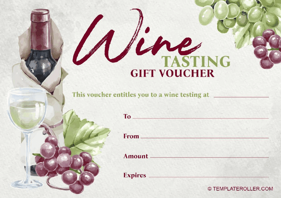 Wine Tasting Gift Certificate White Wine Download Printable PDF