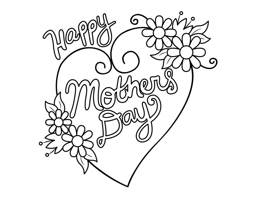 Mother's Day Coloring Page - Big Heart