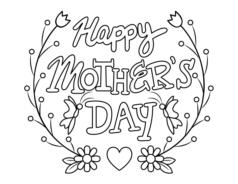 Mother's Day coloring page with beautiful flowers