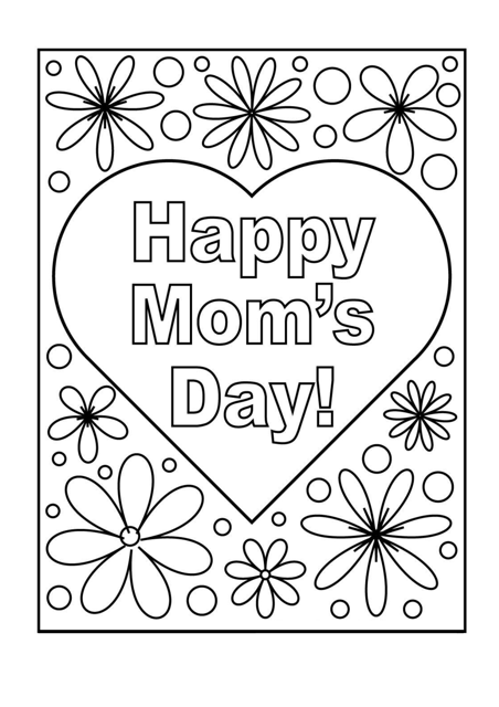 Mother's Day coloring page with "Happy Holiday" message