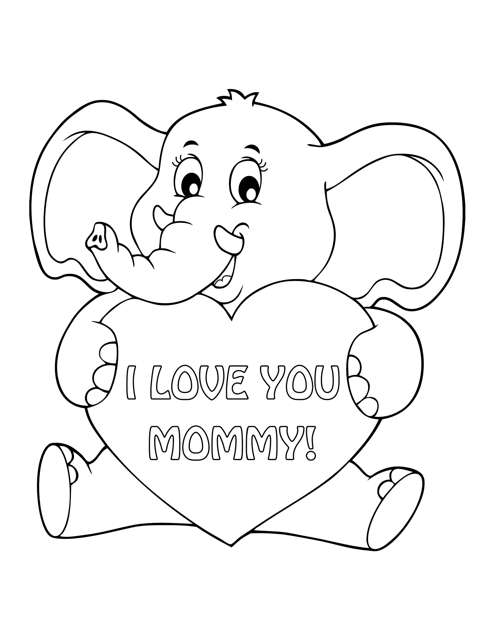 Mother's Day Coloring Page with Joyful Elephant