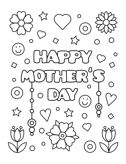 Mother's Day Coloring Page with Joyful Design