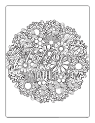 Document preview: Mother's Day Coloring Page - Beautiful Background