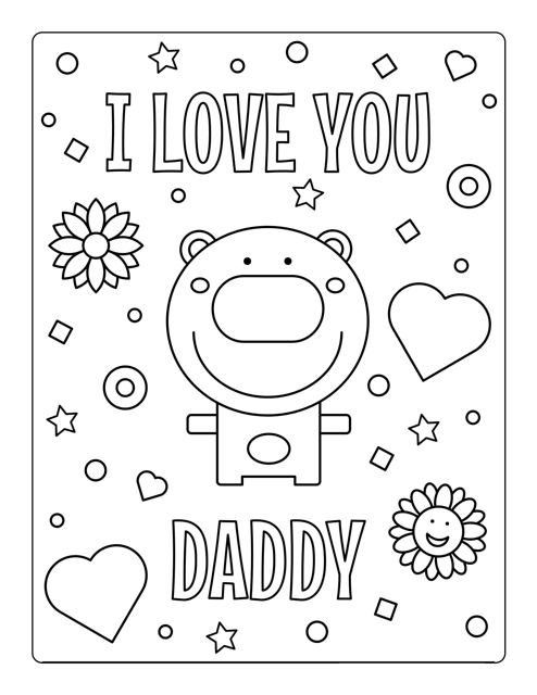 Father's Day Coloring Page featuring a lovable Little Bear