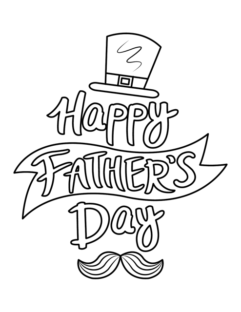 Father's Day Coloring Page - Happy Holiday over blue background