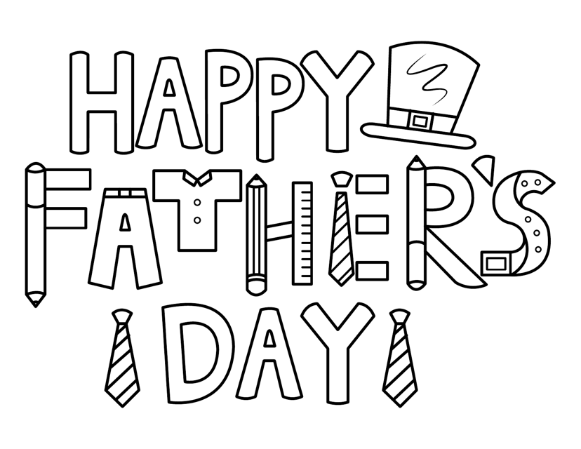 Adorable and heartwarming Father's Day coloring page featuring a dad and child smiling and having fun.