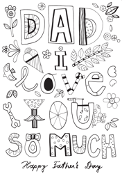 Document preview: Father's Day Coloring Page - Beautiful Page