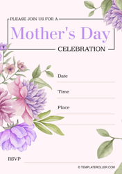 Document preview: Mother's Day Invitation Template - Violet