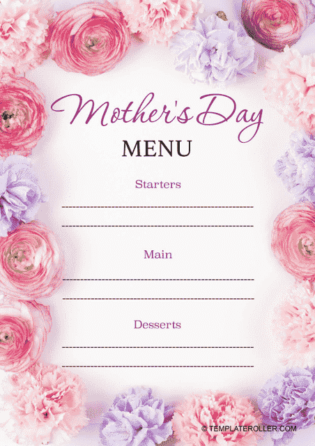 Mother's Day Menu Template image preview