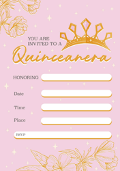 Document preview: Quinceanera Invitation Template - Pink