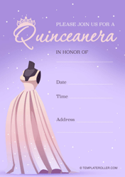 Document preview: Quinceanera Invitation Template - Violet