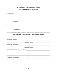 Document preview: Information for Temporary Restraining Order - Colorado