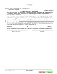 Document preview: Form SC-1007 Verification - Santa Barbara County, California