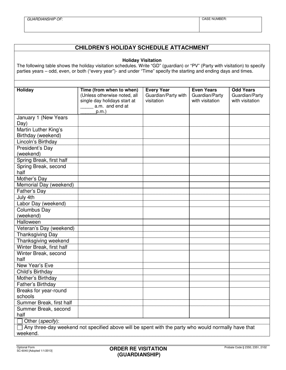 Form SC-6040 Attorney or Party Without Attorney (Name and Address) - Santa Barbara County, California, Page 6