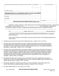 Document preview: Form FL011 Application for Publication (Family Law) - San Luis Obispo County, California