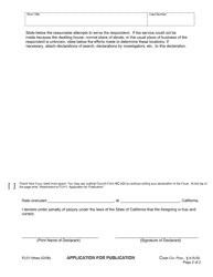 Form FL011 Application for Publication (Family Law) - San Luis Obispo County, California, Page 2