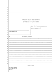 Document preview: Form PR001 Declaration - San Luis Obispo County, California