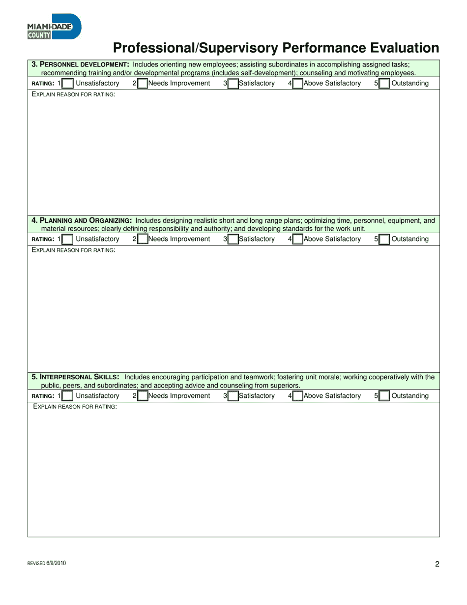 Professional / Supervisory Performance Evaluation - Miami-Dade County, Florida, Page 2
