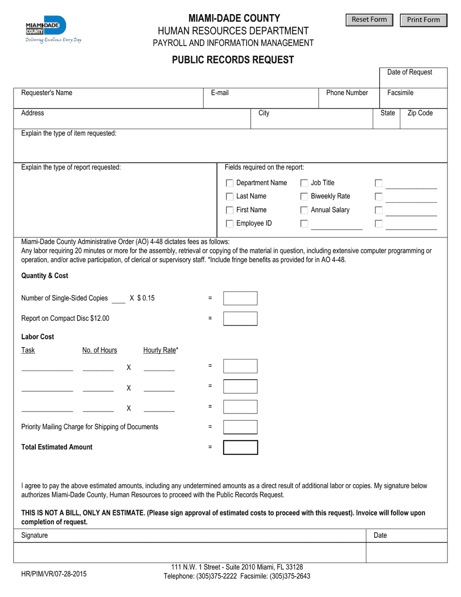 Public Records Request - Miami-Dade County, Florida, Page 1