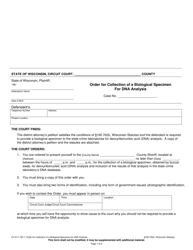 Form CV-517 Order for Collection of a Biological Specimen for Dna Analysis - Wisconsin