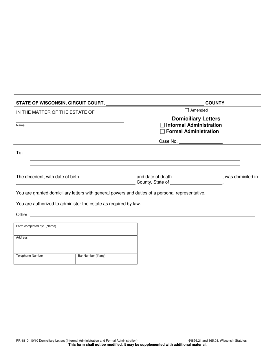 Form PR 1810 Fill Out Sign Online And Download Printable PDF Wisconsin Templateroller