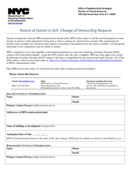 Document preview: Notice of Intent to Sell - Change of Ownership Request - New York City