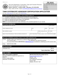 Document preview: Form TR-WM-110A Tank-System Site Assessor Certification Application - Wisconsin