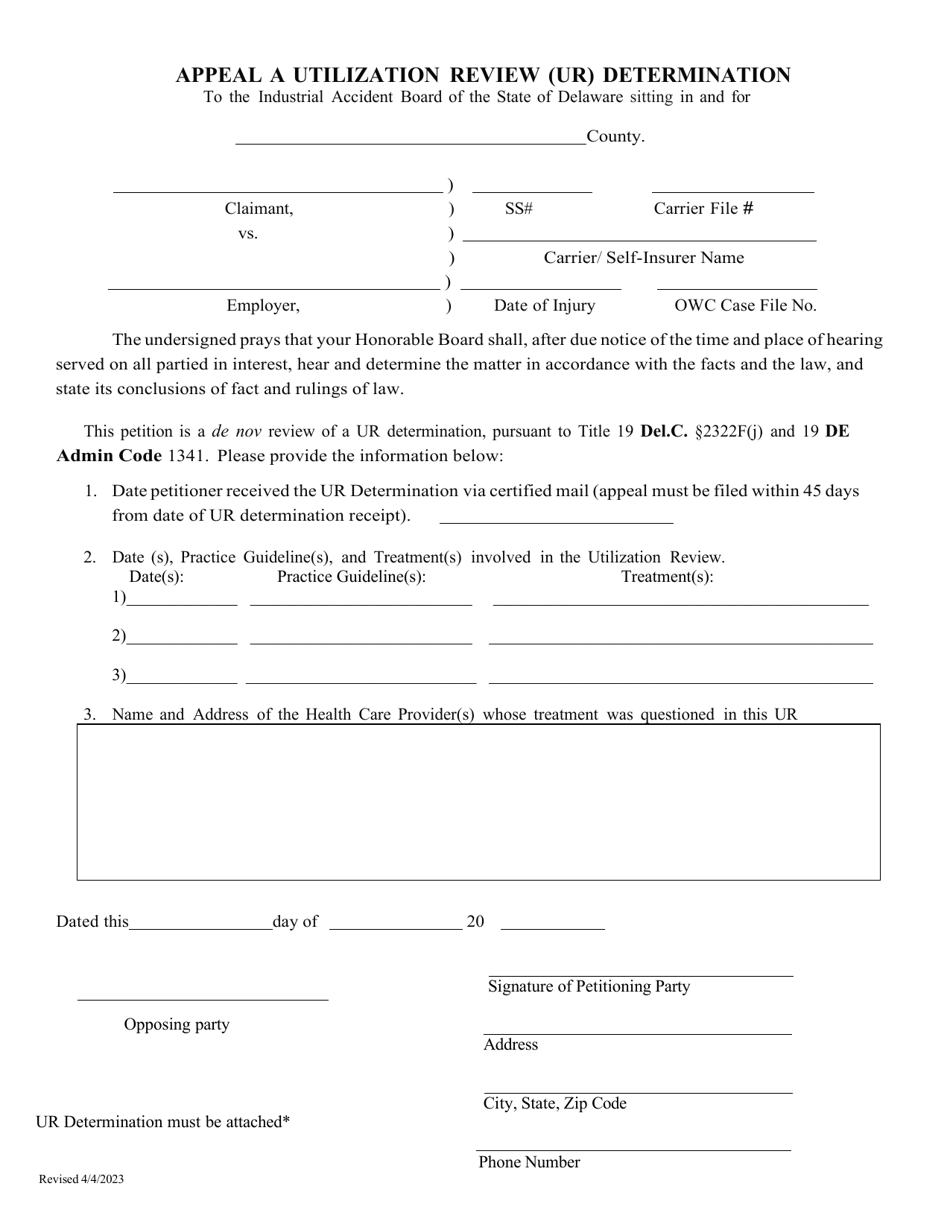 delaware-appeal-a-utilization-review-ur-determination-fill-out