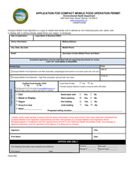 Document preview: Application for Compact Mobile Food Operation Permit - Inyo County, California