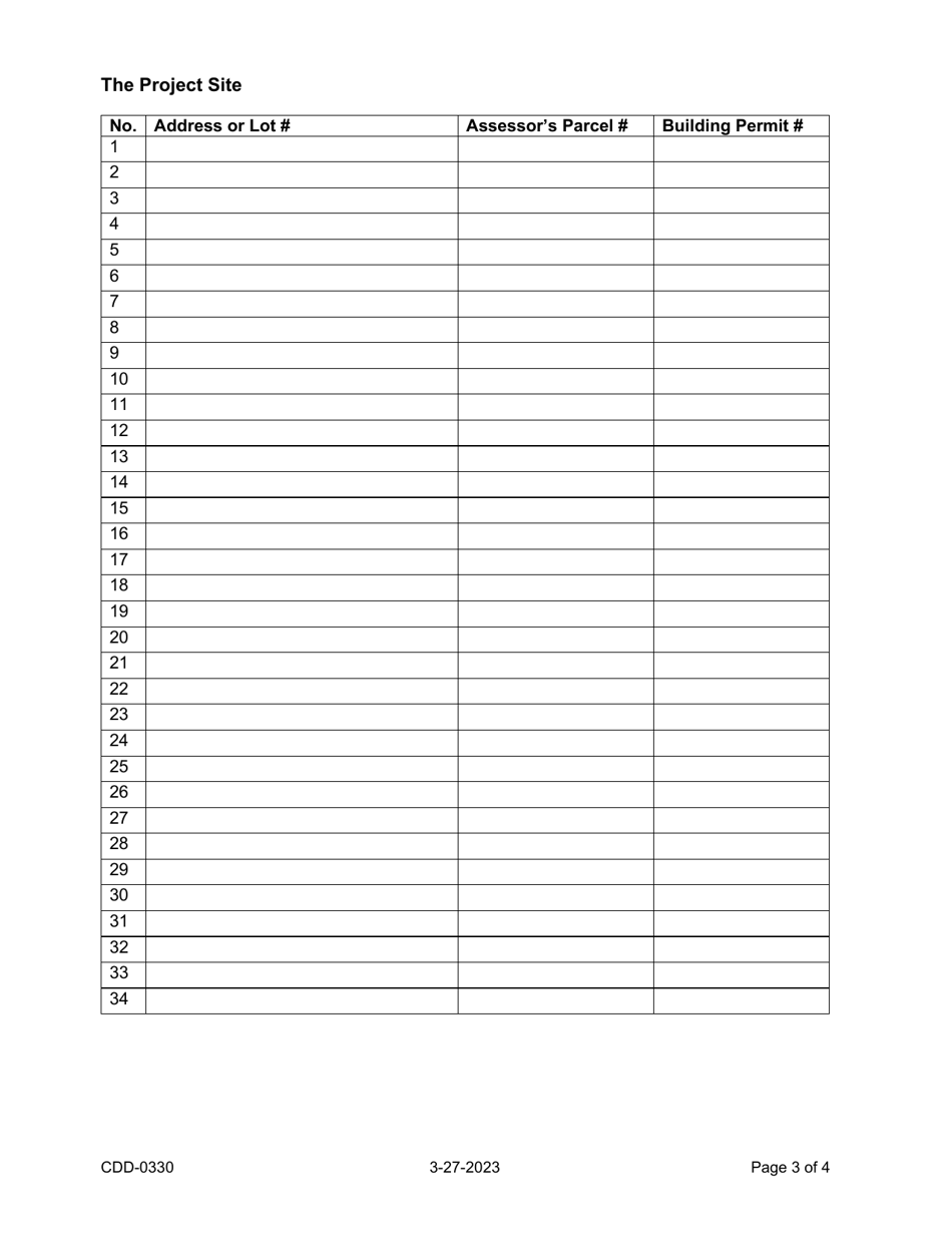 Form CDD-0330 Application for Fee Deferral Agreement - City of Sacramento, California, Page 3