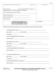 Document preview: Form VN201 Petition for Approval of Adoption Agreement (Adult) - County of Ventura, California