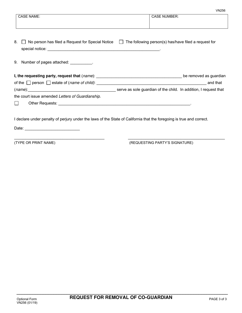 Form VN256 Request for Removal of Co-guardian - County of Ventura, California, Page 3
